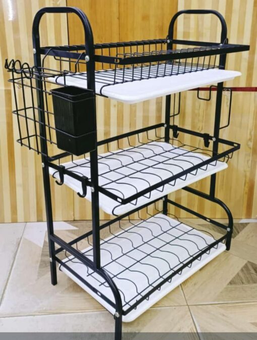 Heavy Duty Executive 3-Tier Dish Rack with Cutlery and Cup Holders