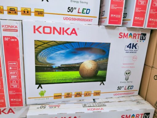 A 50-inch Konka Smart Android 4K Frameless TV showcasing stunning visuals and a sleek design, perfect for enhancing home entertainment.