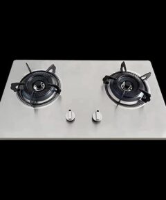 The Amaze 2-Burner Stainless Steel Hob Cooker with automatic ignition, a durable stainless steel body, and firm trivets, designed for both tabletop and embedded kitchen setups.