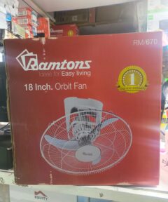 Stay cool and comfortable with the 18 Inches Ramtons Orbit Fan, featuring a powerful 60-watt copper motor and a 360-degree oscillation for optimal airflow. With its three-blade design and adjustable fan regulator switch, this fan is perfect for enhancing your home or office environment. Designed for the Kenyan climate, it's the ideal solution for those hot days. Shop now at jesoko.com for quality cooling solutions!