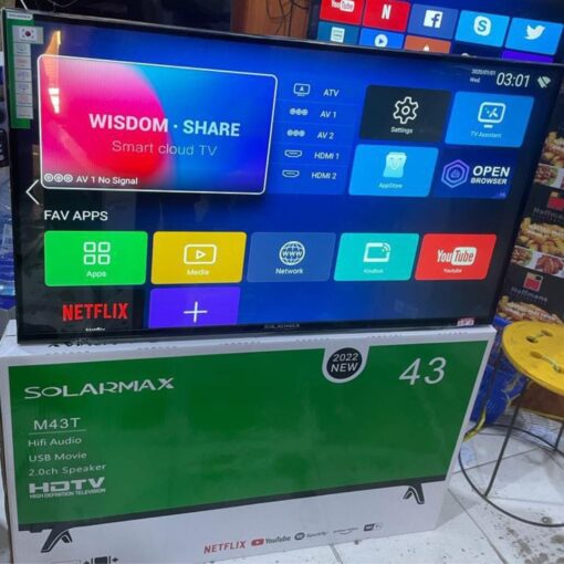 Solarmax 43-Inch Smart Android Digital TV with Bluetooth – Full HD, Frameless Design, Wi-Fi Enabled
