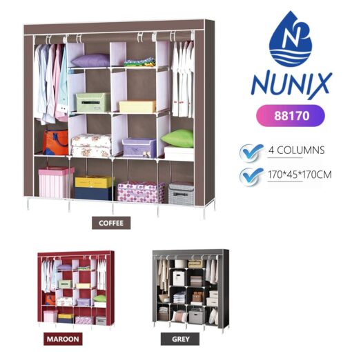4-column wardrobe, portable metallic wardrobe, metallic wardrobe Kenya, spacious wardrobe, durable wardrobe, waterproof wardrobe, dustproof wardrobe, bedroom storage, clothes organizer, foldable wardrobe, sturdy wardrobe, wardrobe for small spaces, home storage solution, wardrobe with shelves, modern wardrobe, buy wardrobe online, Jesoko Kenya