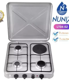 Nunix Table Top Cooker, 3 Gas 1 Electric Cooker, Gas and Electric Stove Kenya, Auto Ignition Table Top Cooker, Stainless Steel Gas Cooker, Affordable Gas Cooker Kenya, Energy-Efficient Stove, Best Table Top Cooker Kenya, Kitchen Appliances Kenya, Buy Gas Cooker Online Kenya, Jesoko Kitchen Appliances