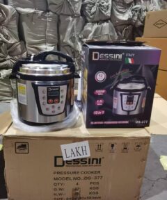 Dessini 6-Litre Electric Pressure Cooker with six menu options, five safety features, 24-hour delay timer, and non-stick inner pot, perfect for fast and healthy cooking.