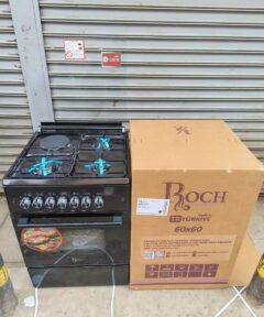 Roch Black 60×60 Standing 3+1 Cooker, 60×60 standing cooker, gas and electric cooker, Roch cooker Kenya, 3 gas burners 1 hot plate, electric oven with rotisserie, modern kitchen cooker, push-button ignition cooker, oven with lamp, mechanical timer cooker, durable standing cooker, energy-efficient cooker, home cooking solution, kitchen appliances Kenya, buy cooker online, Jesoko Kenya, Aston Villa vs Chelsea, cook while watching football, best cookers for game night, match day cooking appliances.