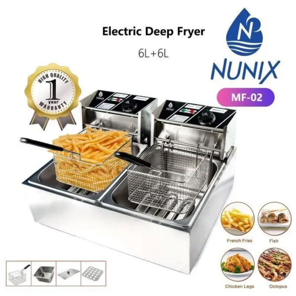 Safe Electric Commercial Deep Fryer - 6L capacity, adjustable temperature control, stainless steel construction, ideal for commercial kitchens and home use in Kenya.