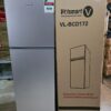 Silver Volsmart 118-litre double door refrigerator with top freezer and compact design.