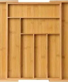 Expandable Bamboo Cutlery Drawer Organizer – 100% Natural Wooden Kitchen Storage Tray (Kenya)