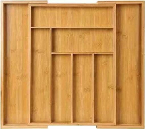 Expandable Bamboo Cutlery Drawer Organizer – 100% Natural Wooden Kitchen Storage Tray (Kenya)