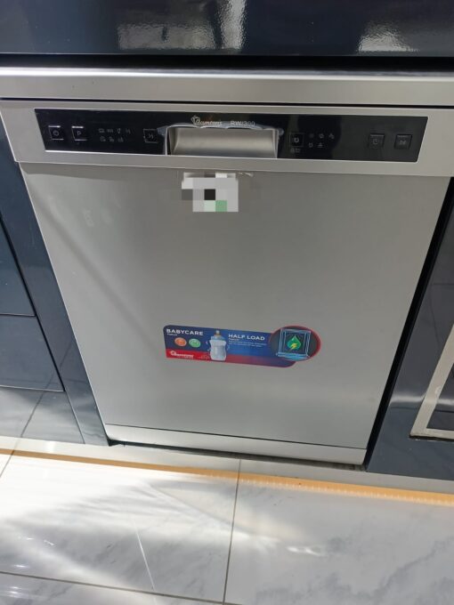 Ramtons RW/300 12-setting freestanding dishwasher with silver finish and LED display panel