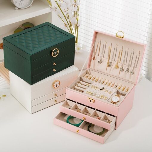 Multi-Layer Jewelry Storage Box – Large Capacity Organizer for Necklaces, Earrings, Rings, and Bracelets in Kenya