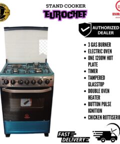 Eurochef 60x65 Free Standing Cooker with 3 Gas Burners, 1 Electric Plate, and Electric Oven – Kenya